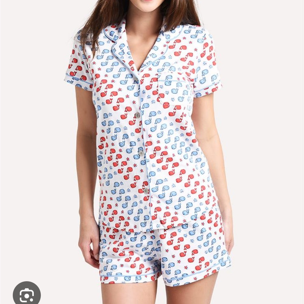 Roller Rabbit Red and Blue Whale Pajama Set